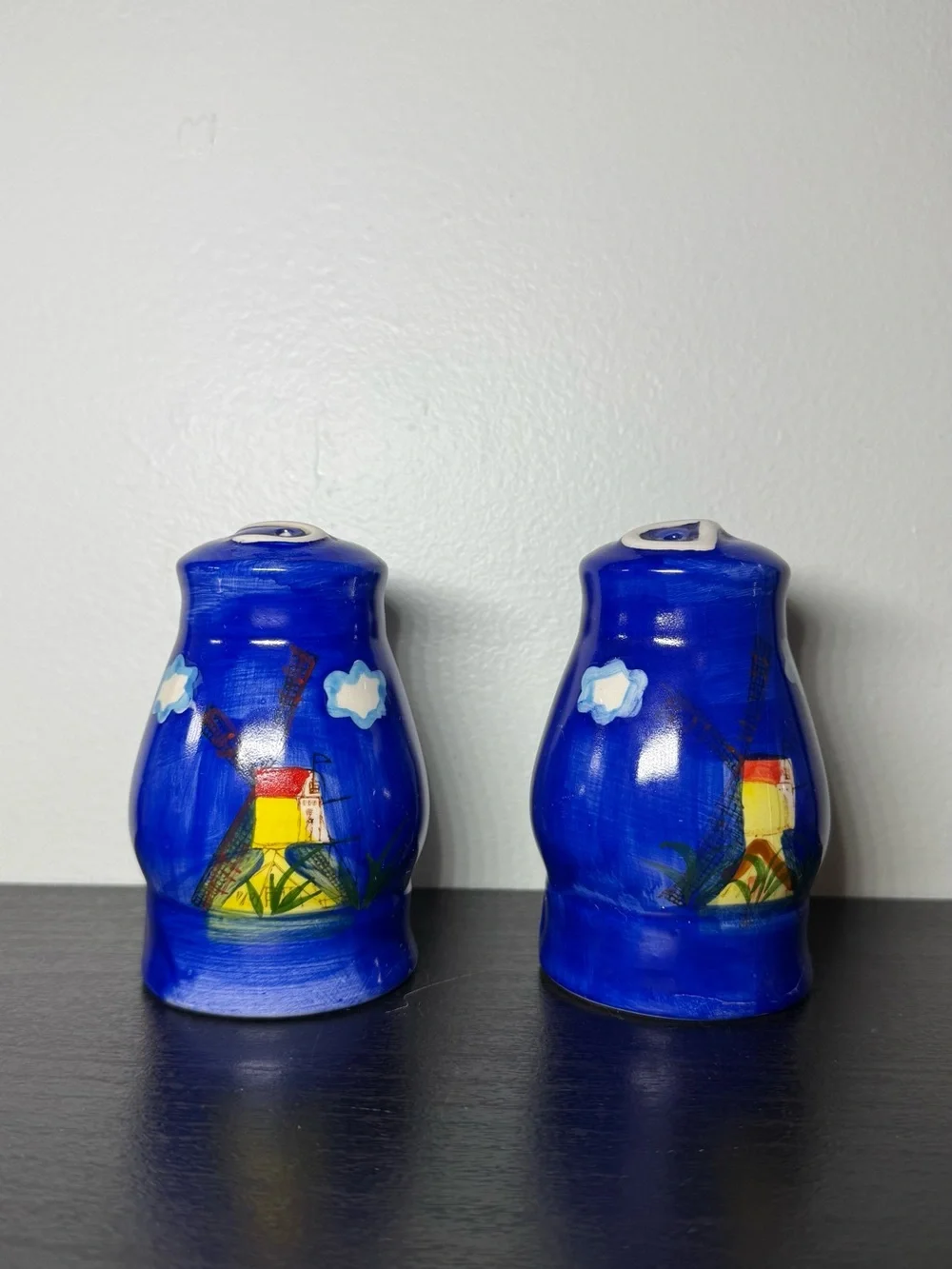 Vintage 1990s Holland Cow Salt And Pepper Hand Painted Shakers